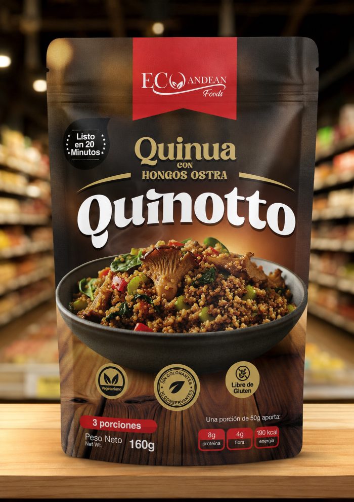 Empaque Quinotto, quinua con hongos ostra